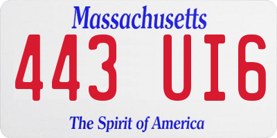 MA license plate 443UI6