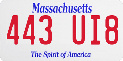 MA license plate 443UI8