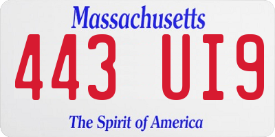 MA license plate 443UI9
