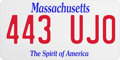 MA license plate 443UJ0