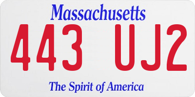 MA license plate 443UJ2