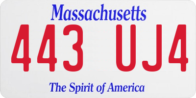MA license plate 443UJ4
