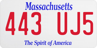 MA license plate 443UJ5