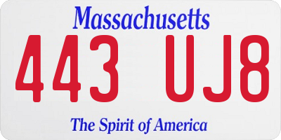 MA license plate 443UJ8