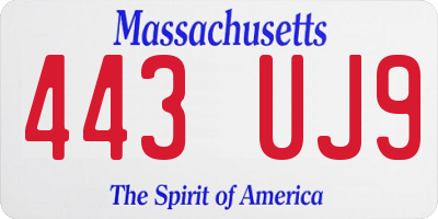 MA license plate 443UJ9