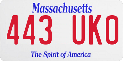 MA license plate 443UK0