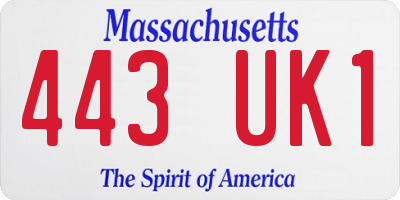 MA license plate 443UK1