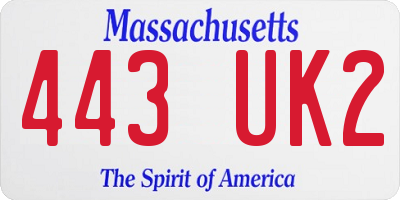 MA license plate 443UK2