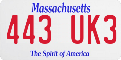 MA license plate 443UK3