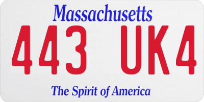 MA license plate 443UK4