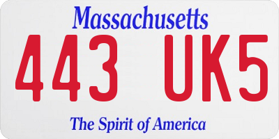 MA license plate 443UK5