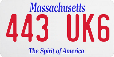 MA license plate 443UK6