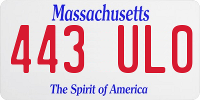 MA license plate 443UL0