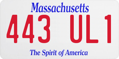 MA license plate 443UL1