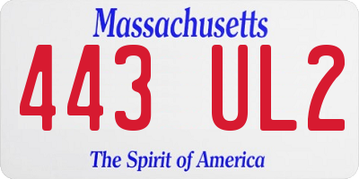 MA license plate 443UL2