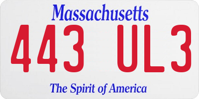 MA license plate 443UL3