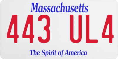 MA license plate 443UL4