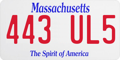 MA license plate 443UL5