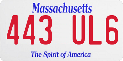 MA license plate 443UL6