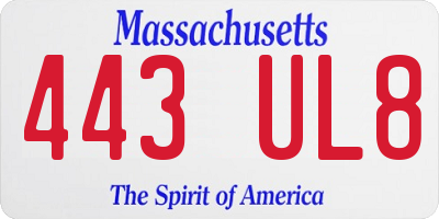 MA license plate 443UL8