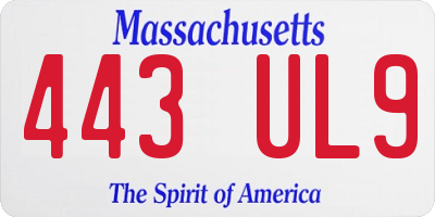 MA license plate 443UL9