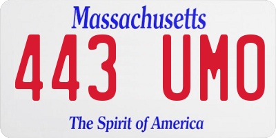 MA license plate 443UM0