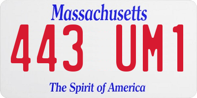 MA license plate 443UM1