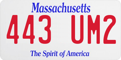 MA license plate 443UM2