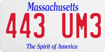 MA license plate 443UM3
