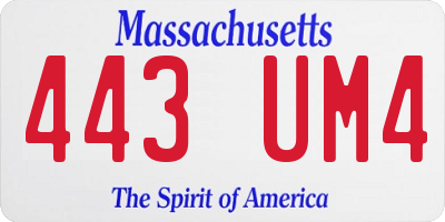 MA license plate 443UM4