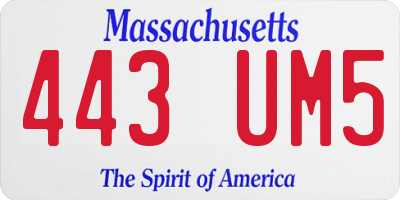 MA license plate 443UM5