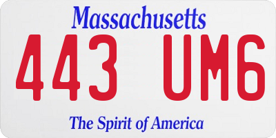 MA license plate 443UM6