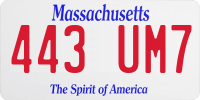 MA license plate 443UM7