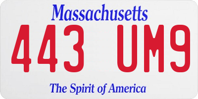 MA license plate 443UM9