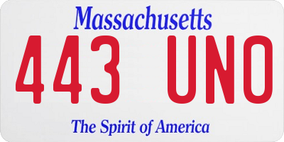 MA license plate 443UN0