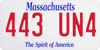 MA license plate 443UN4