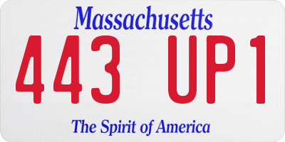 MA license plate 443UP1