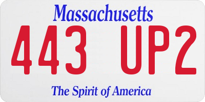 MA license plate 443UP2