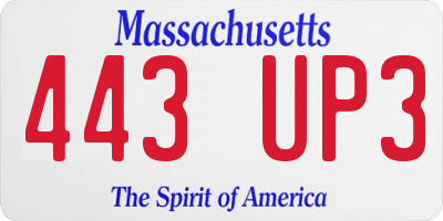 MA license plate 443UP3
