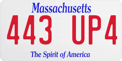 MA license plate 443UP4