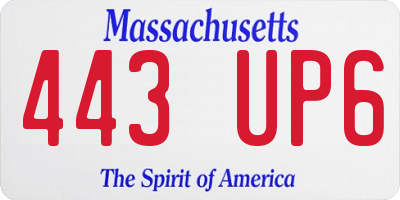 MA license plate 443UP6