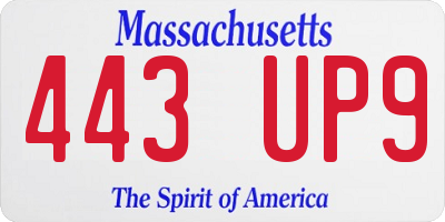MA license plate 443UP9