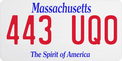 MA license plate 443UQ0