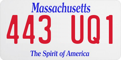MA license plate 443UQ1