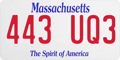 MA license plate 443UQ3