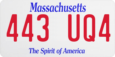 MA license plate 443UQ4
