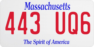 MA license plate 443UQ6