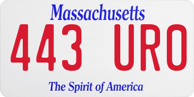 MA license plate 443UR0