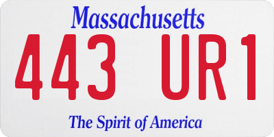 MA license plate 443UR1