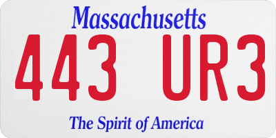 MA license plate 443UR3